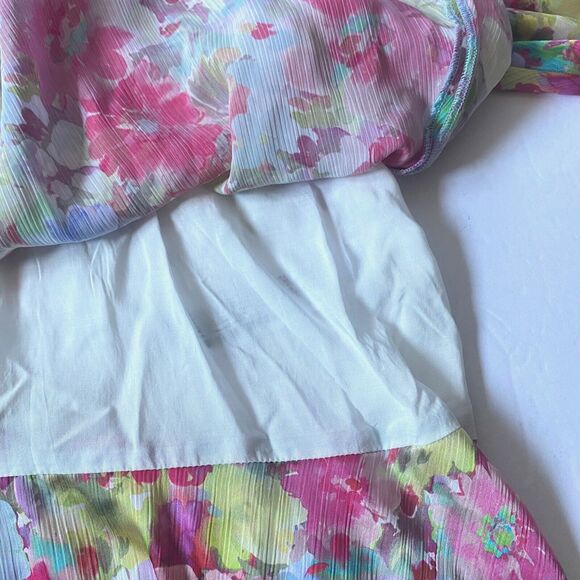Zara Dress Womens S Multicolor Floral Satin Effect Tiered Mini Drawstrings NWT - Picture 10 of 16